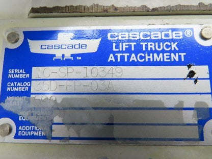 Cascade 35D-FP-03A Fork Positioner Forklift Attachment 3500lbs 42" Forks 69" OD