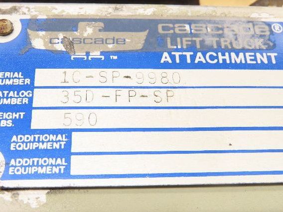 Cascade 35D-FP-SP Fork Positioner Forklift Attachment 3500lbs 48" Forks 69" OD