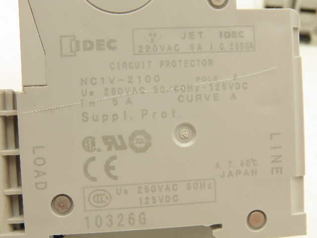 IDEC NC1V-2100 Circuit Breaker 2-Pole 220vAC/125vDC 5A 10A 20A Lot of 14
