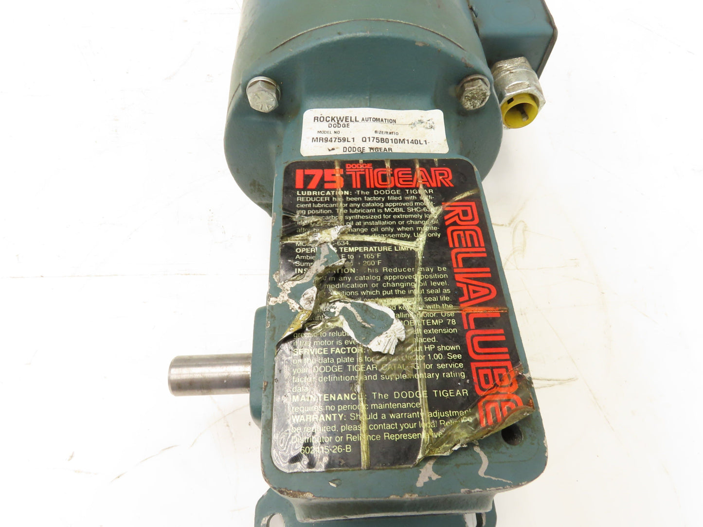 Leeson 121067.00 Gearmotor 10:1 Tigear Reducer 1Hp 230/460V 3PH 143TC RH MR94759