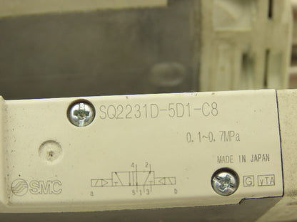SMC SQ2231D-5D1-C8 Pneumatic 5 Port 2 Pos Double Solenoid Valve 24VDC Lot of 4