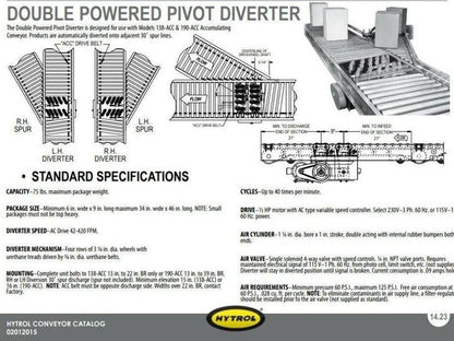 Hytrol Prosort 24" Conveyor Pivot Wheel Diverter Pneumatic RH Transfer Sorter