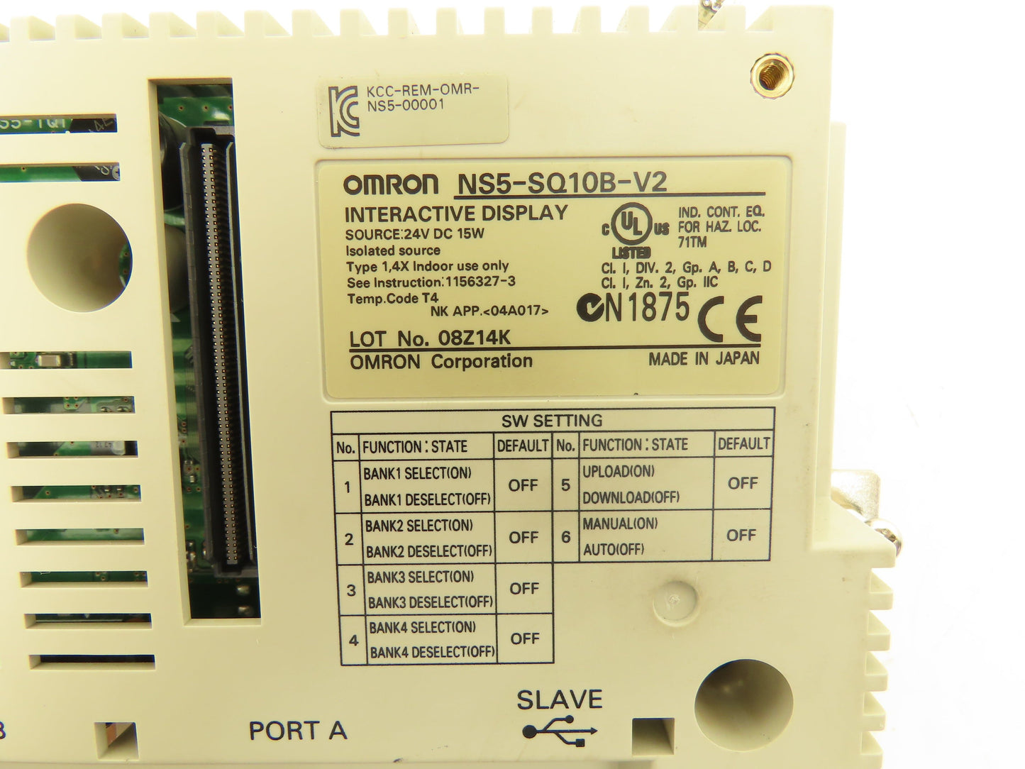 Omron NS5-SQ10B-V2 PLC Interactive Display 5.7" LCD 24V 15W Ver 3.19 Cover