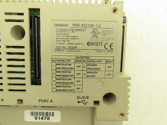 Omron NS5-SQ10B-V2 PLC Interactive Display 5.7" LCD 24V 15W *WILL NOT POWER UP
