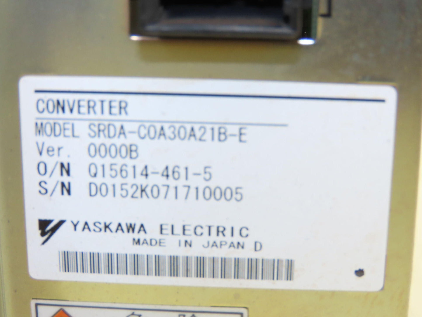 Yaskawa Electric SRDA-C0A30A21B-E ServoPack Converter Drive 30A Ver 0000B