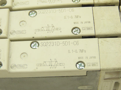 SMC SQ2231D-5D1-C6 Pneumatic 5 Port 2 Pos. Double Solenoid Valve 24V Lot of 4