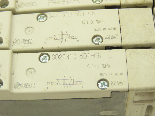 SMC SQ2231D-5D1-C6 Pneumatic 5 Port 2 Pos. Double Solenoid Valve 24V Lot of 4
