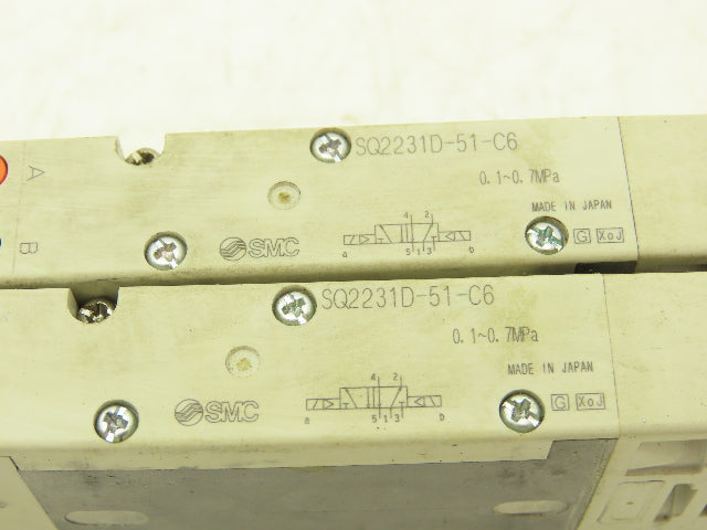 SMC SQ2231D-51-C6 Pneumatic 5 Port 2 Pos. Double Solenoid Valve 24V Lot of 2