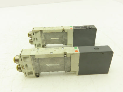 SMC SQ2231D-51-C6 Pneumatic 5 Port 2 Pos. Double Solenoid Valve 24V Lot of 2