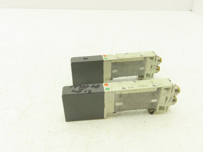 SMC SQ2231D-51-C6 Pneumatic 5 Port 2 Pos. Double Solenoid Valve 24V Lot of 2