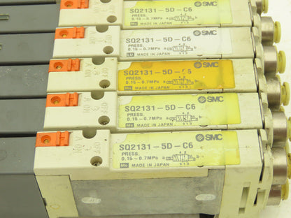 SMC SQ2131D-5D-C6 Pneumatic 5 Port 2 Pos. Single Solenoid Valve 24V Lot of 6