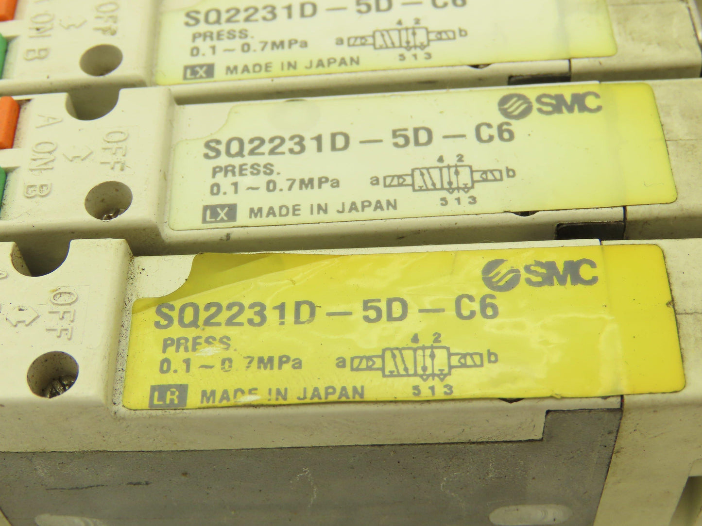 SMC SQ2231D-5D-C6 Pneumatic 5 Port 2 Pos. Double Solenoid Valve 24V Lot of 5