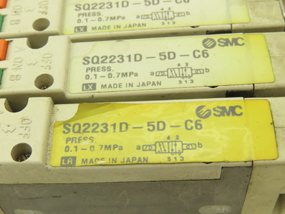 SMC SQ2231D-5D-C6 Pneumatic 5 Port 2 Pos. Double Solenoid Valve 24V Lot of 5