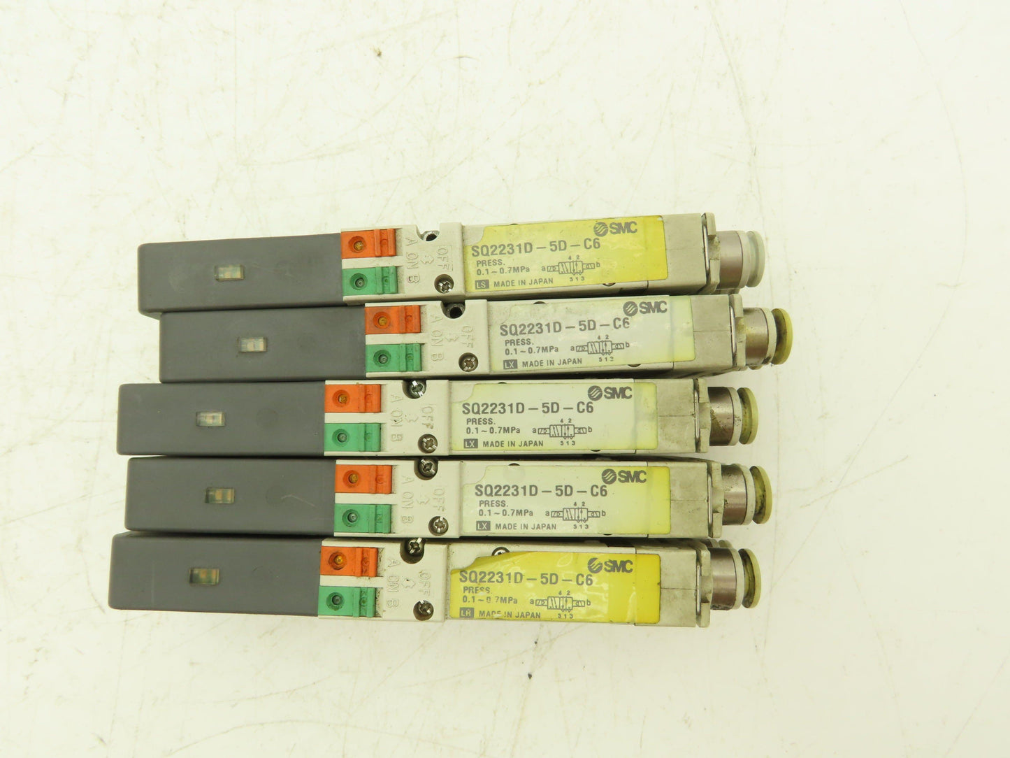 SMC SQ2231D-5D-C6 Pneumatic 5 Port 2 Pos. Double Solenoid Valve 24V Lot of 5