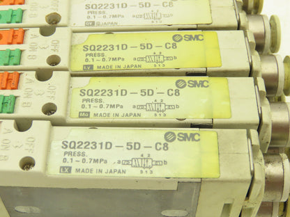 SMC SQ2231D-5D-C8 Pneumatic 5 Port 2 Pos. Double Solenoid Valve 24V Lot of 5