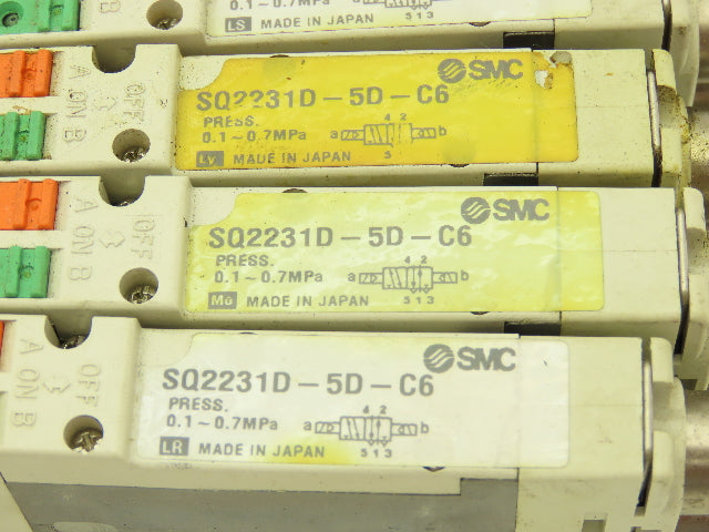 SMC SQ2231D-5D-C6 Pneumatic 5 Port 2 Pos. Double Solenoid Valve 24V Lot of 5