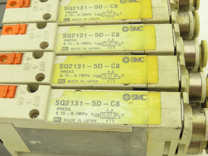 SMC SQ2131D-5D-C8 Pneumatic 5 Port 2 Pos. Single Solenoid Valve 24V Lot of 5