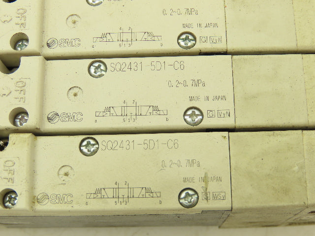 SMC SQ2431D-5D1-C6 Pneumatic 5 Port 4 Pos. Double Solenoid Valve 24V Lot of 5