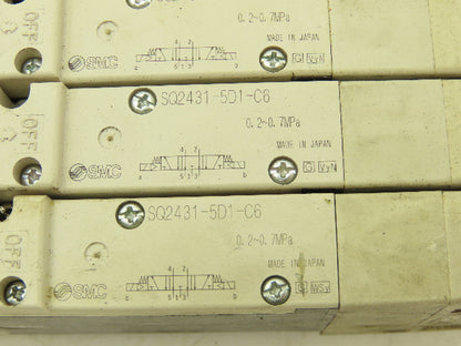 SMC SQ2431D-5D1-C6 Pneumatic 5 Port 4 Pos. Double Solenoid Valve 24V Lot of 5