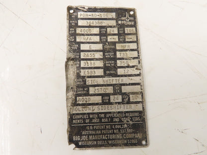 Big Joe PDH-40-106 Forklift Walkie Stacker Drive Unit Wheel Motor Brake 12vDC