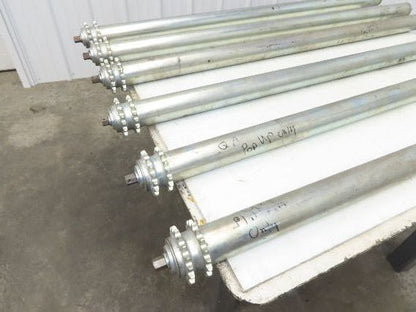 2.5" Galvanized Conveyor Roller Double Sprocket 52" Pallet Conveyor Lot of 6
