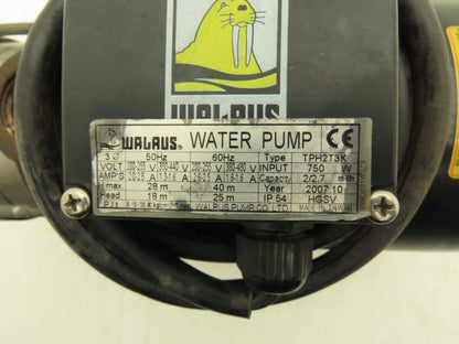 Walrus TPH2T3K Water Pump Motor 1Hp 3Ph 80' Head