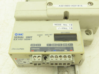 SMC SS5Q23-04SDQ-D-00T Pneumatic Manifold Devicenet 4 Station DIN mounted