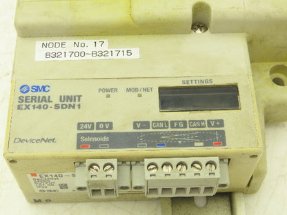 SMC SS5Q23-06SDQ-D-00T Pneumatic Manifold Devicenet 6 Station DIN mounted