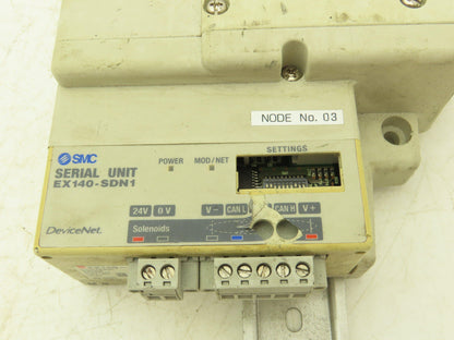 SMC SS5Q23-06SDQ-D-00T Pneumatic Manifold Devicenet 6 Station DIN mounted