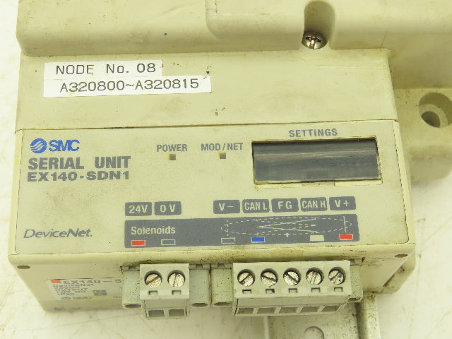 SMC SS5Q23-07SDQ-D-00T Pneumatic Manifold Devicenet 7 Station DIN mounted