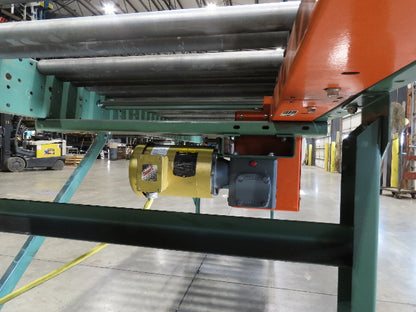 Roach 36"x 16' Live Roller Conveyor 33"BF Line Shaft O-Ring Drive 94fpm 460V 3PH