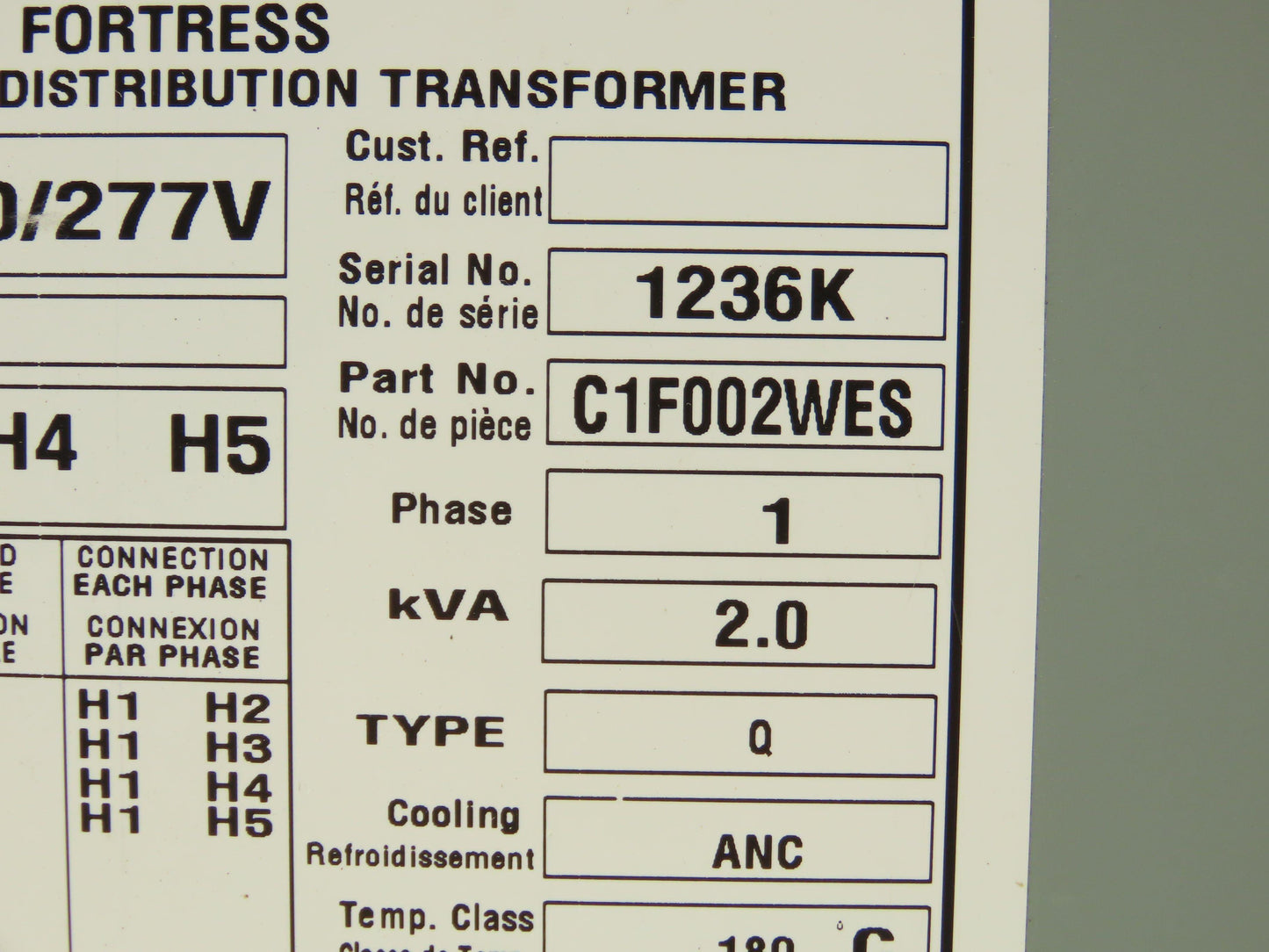 Hammond HPS Fortress C1F002WES Transformer 2kva 120/208/240/277V 1Ph 3R