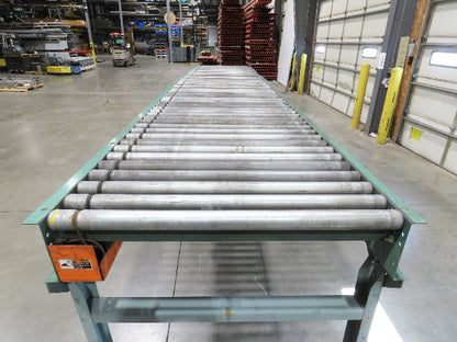 Roach 36"x 15' Live Roller Conveyor 33"BF Line Shaft O-Ring Drive 65fpm 460V 3PH