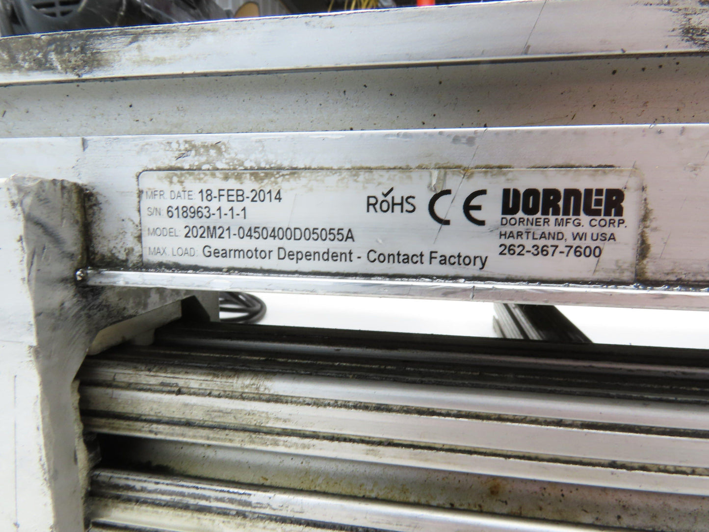 Dorner 2200 Series 21"W x 54"L Flat Belt Conveyor 115V 1PH End Drive 42fpm 530mm