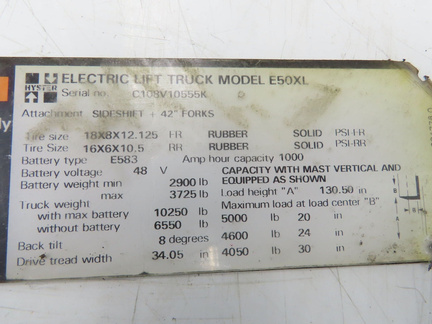 Hyster 325007 E50XL Tilt Cylinder From E50XL Forklift 2.5" Bore ~4" Stroke