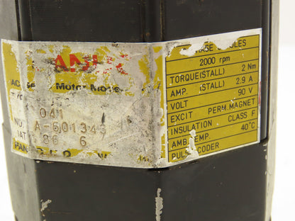 Fanuc A-601343 AC Servo Motor 90v 2000rpm 2Nm A860-0308-T011 Encoder