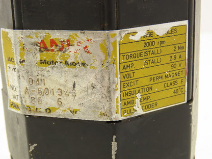 Fanuc A-601343 AC Servo Motor 90v 2000rpm 2Nm A860-0308-T011 Encoder