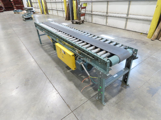 Hytrol 24"x 10' Belt-Over Roller Conveyor 21"BF Center Drive 1Hp 230/460V 136fpm