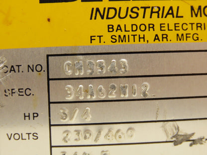 Baldor CM3543 AC Motor 3/4Hp 1140rpm 230/460V 3PH 56C Face TEFC