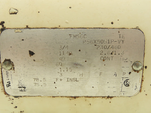P56X5051P-VY AC Motor 3/4Hp 1140rpm 230/460v 3Ph 56C Frame 1.15SF