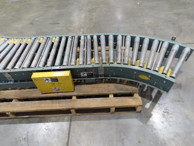 Hytrol 45° S-Curve 24" Accumulation Roller Conveyor 21"BF Slave Belt Drive 9' 6"
