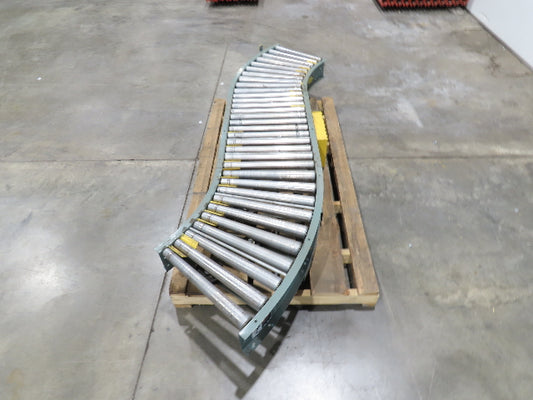 Hytrol 45° S-Curve 24" Accumulation Roller Conveyor 21"BF Slave Belt Drive 9' 6"