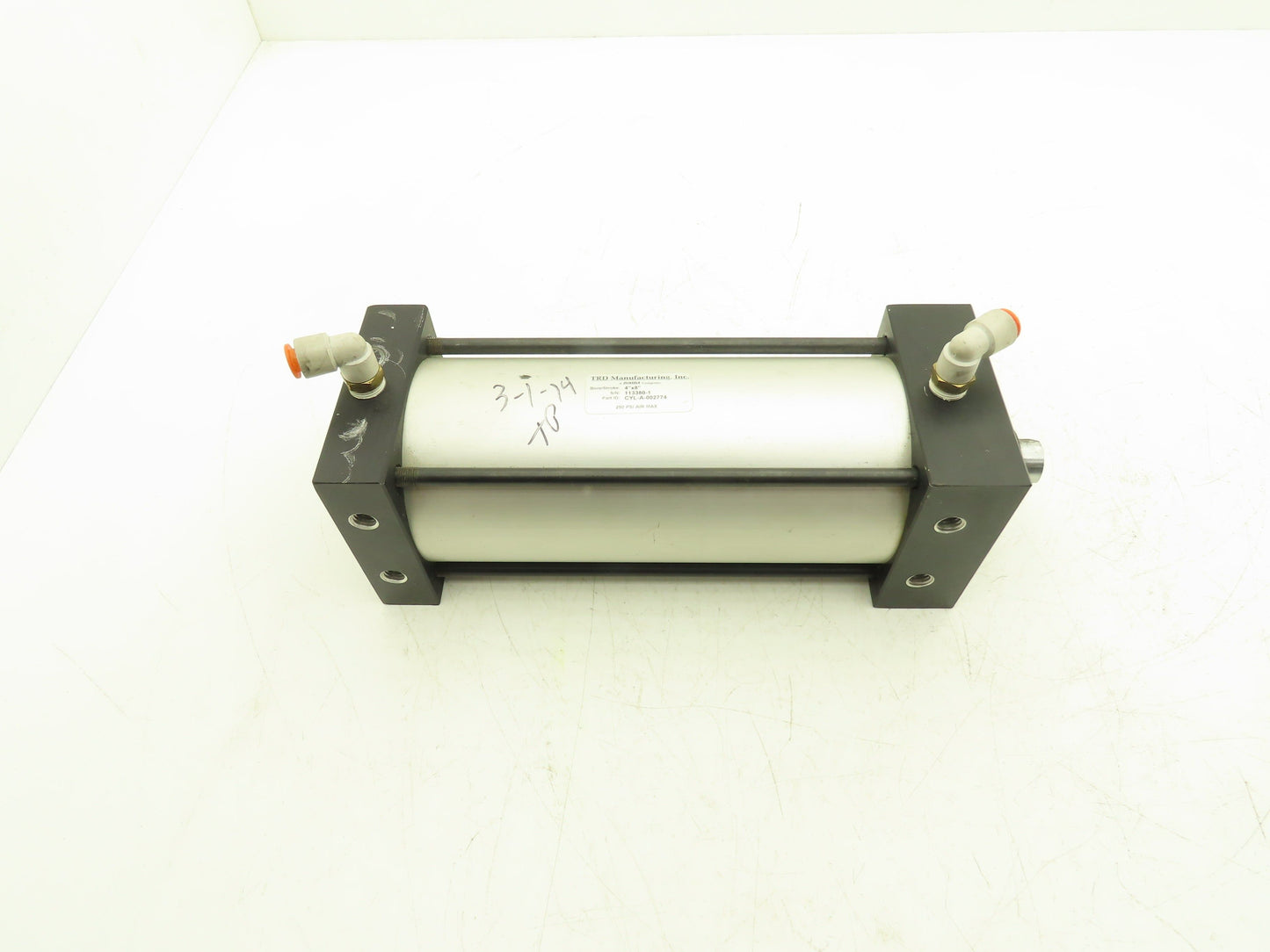 TRD Bimba Pneumatic Air Cylinder 4" Bore 8" Stroke 250 PSI Bottom Tapped