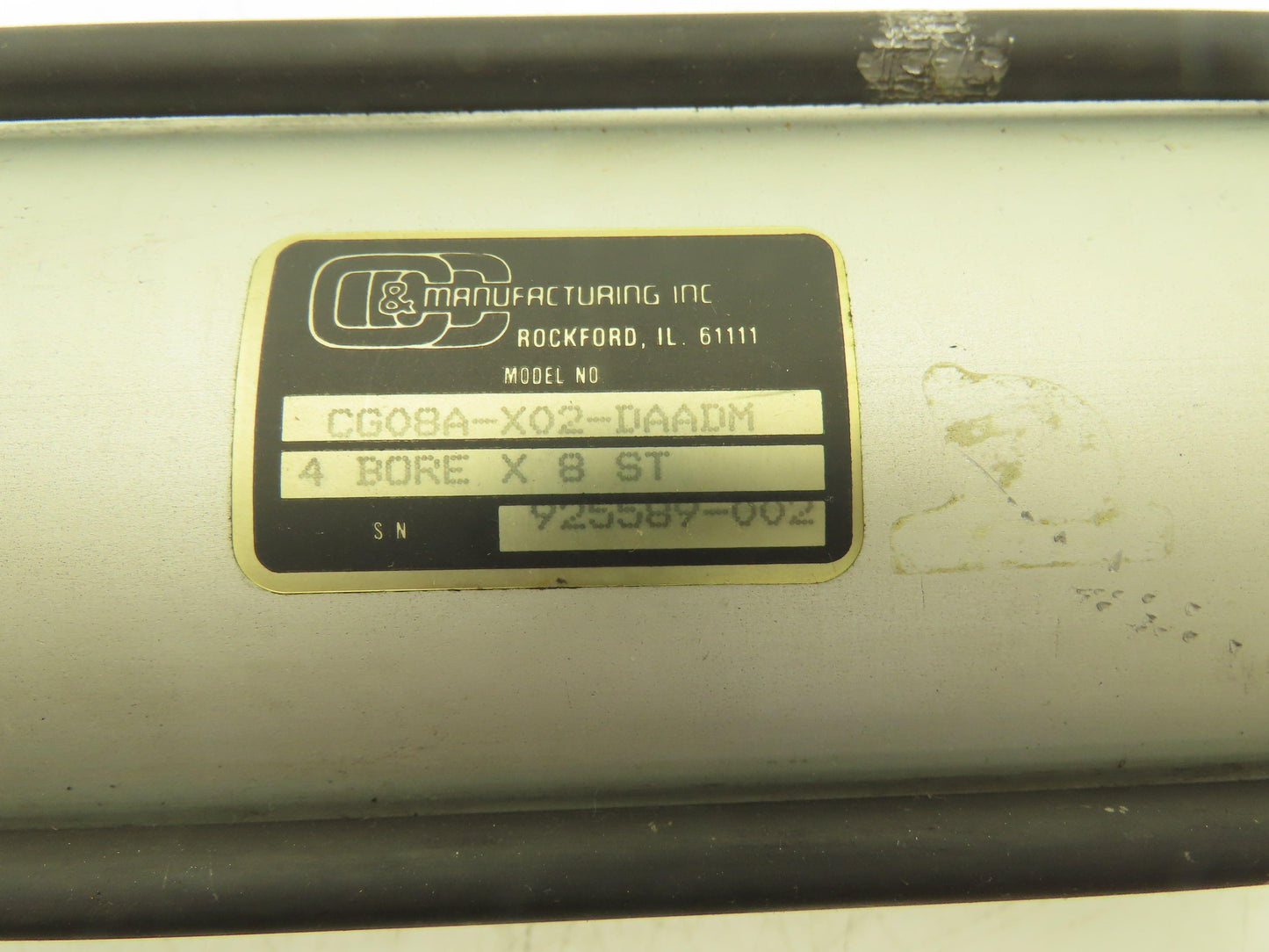 Pneumatic Air Cylinder 4" Bore 8" Stroke 250 PSI 10.25" Extended Rod