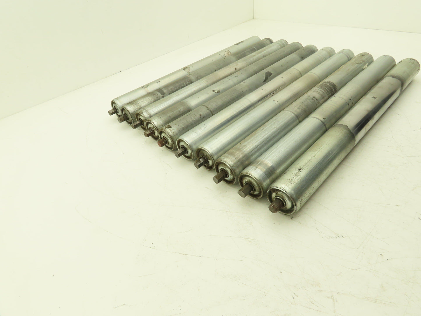 Hytrol 24" Conveyor Roller 1.9" x 21"BF Galvanized Steel 7/16" Hex  Lot of 10