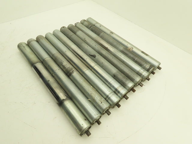 Hytrol 24" Conveyor Roller 1.9" x 21"BF Galvanized Steel 7/16" Hex  Lot of 10