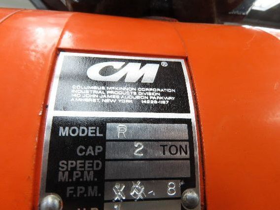 CM Lodestar R 2 Ton Electric Chain Hoist 13' Lift 8 FPM 230/460 3 PH Trolley