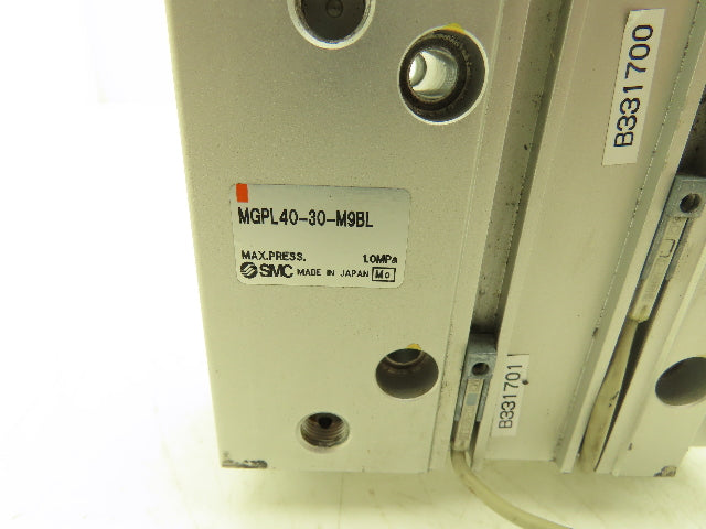 SMC MGPL40-30-M9BL Pneumatic Slide Bearing Guide Cylinder 40mm Bore 30mm Stroke