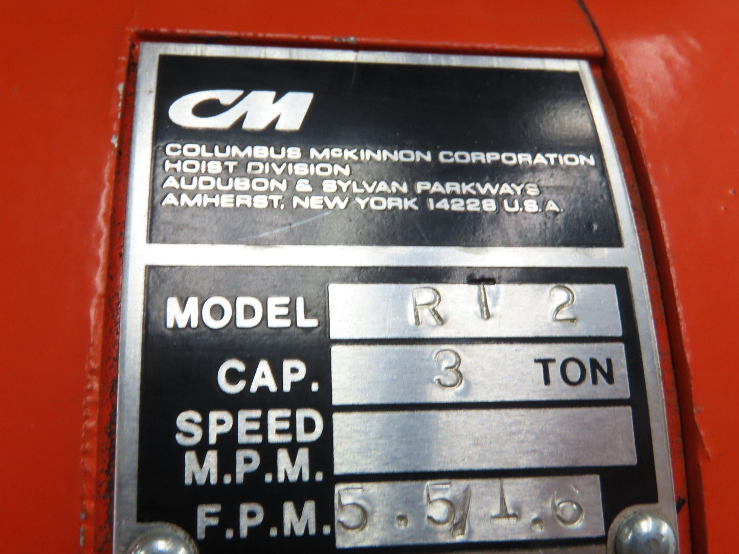 CM Lodestar RT2 3 Ton Electric Chain Hoist 13' Lift 2 Speed 635 Power Trolley