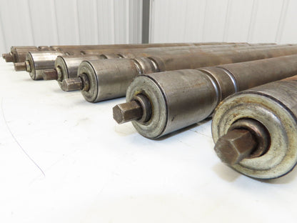 Curve Conveyor Tapered Roller 39"BF Grooved Galvanized Steel 7/16" Hex  Lot of 7